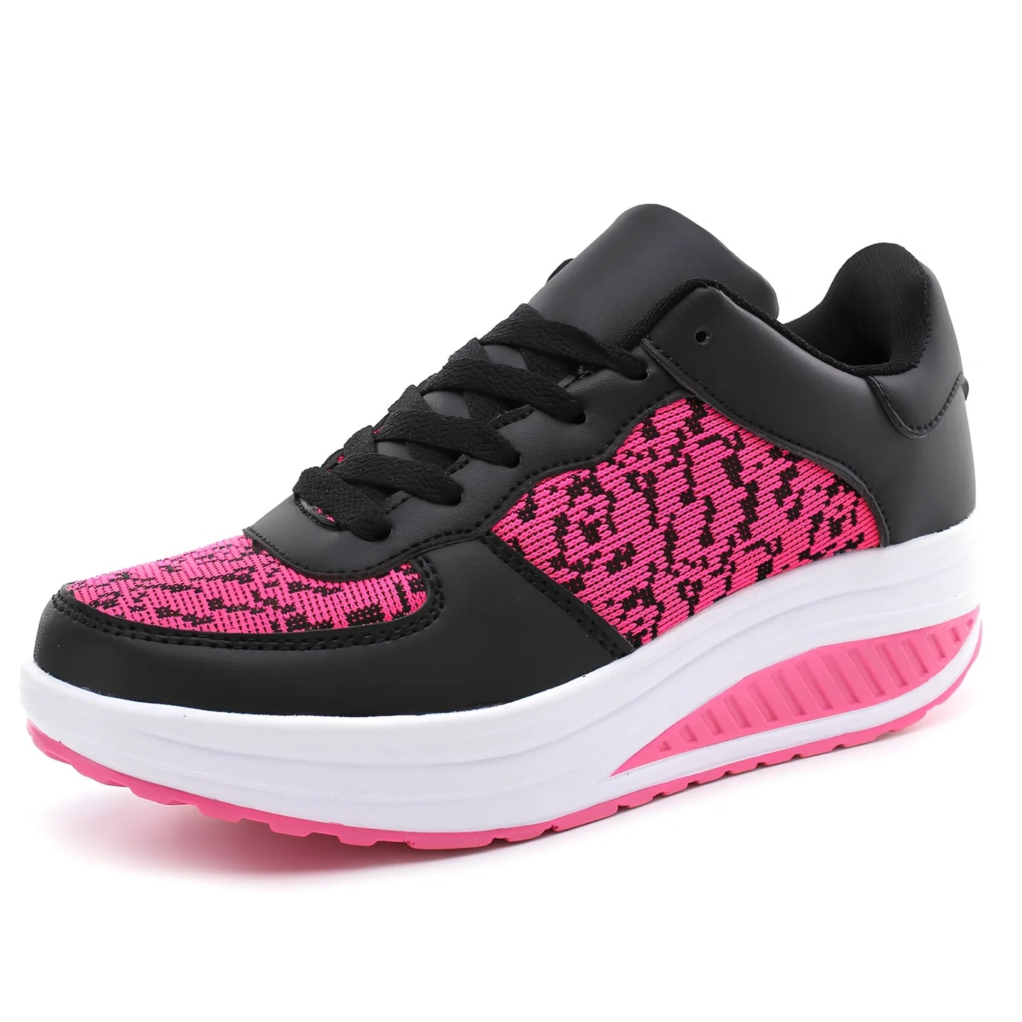 Women's woven leather platform shoes with 3-5cm heel and front tie closure in multiple colour options