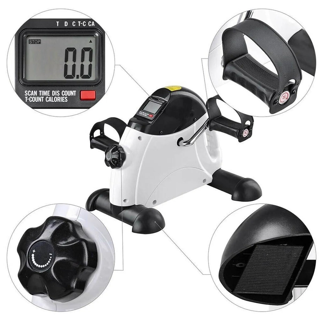 White mini stepper with webbing resistance for leg rehabilitation and home fitness exercise