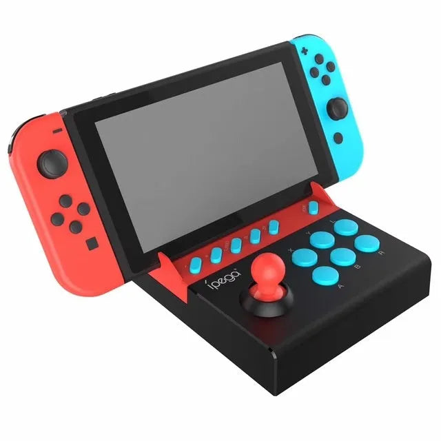 Fighting stick gaming controller for N Switch in black, with joystick and eight action buttons, model PG-9136