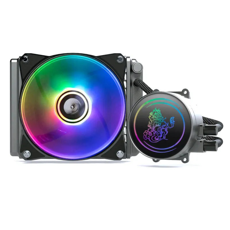 Kirin 240mm CPU water cooling radiator with ARGB fan, copper-aluminum construction, colourful lighting