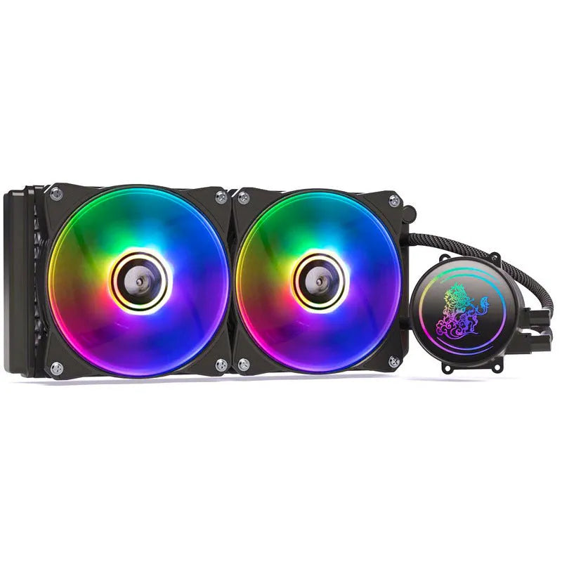 Kirin 240mm CPU water cooling radiator with ARGB fan, copper-aluminum construction, colourful lighting