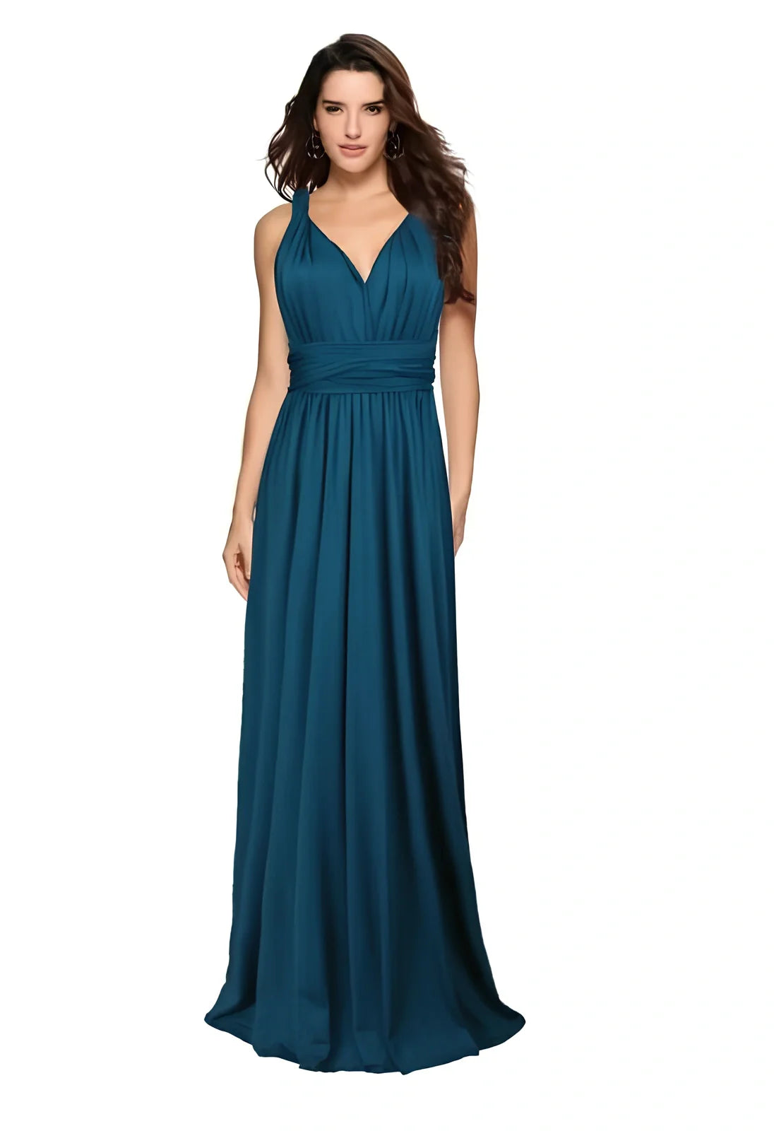 Women's khaki multiway bandage maxi dress with long straps, backless lace design, floor-length 158cm swing skirt in polyester milk silk