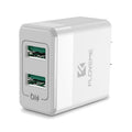 Black and white travel charger with European and American plugs and USB port
