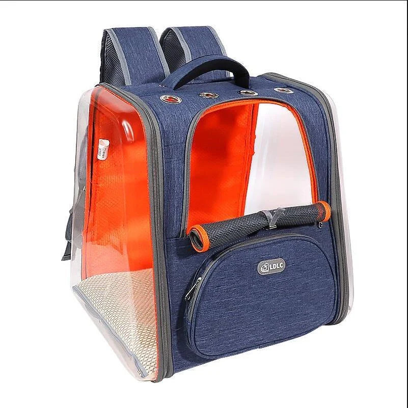Portable Transparent Space Capsule Cat Bag in various colours, showcasing foldable design and panoramic view