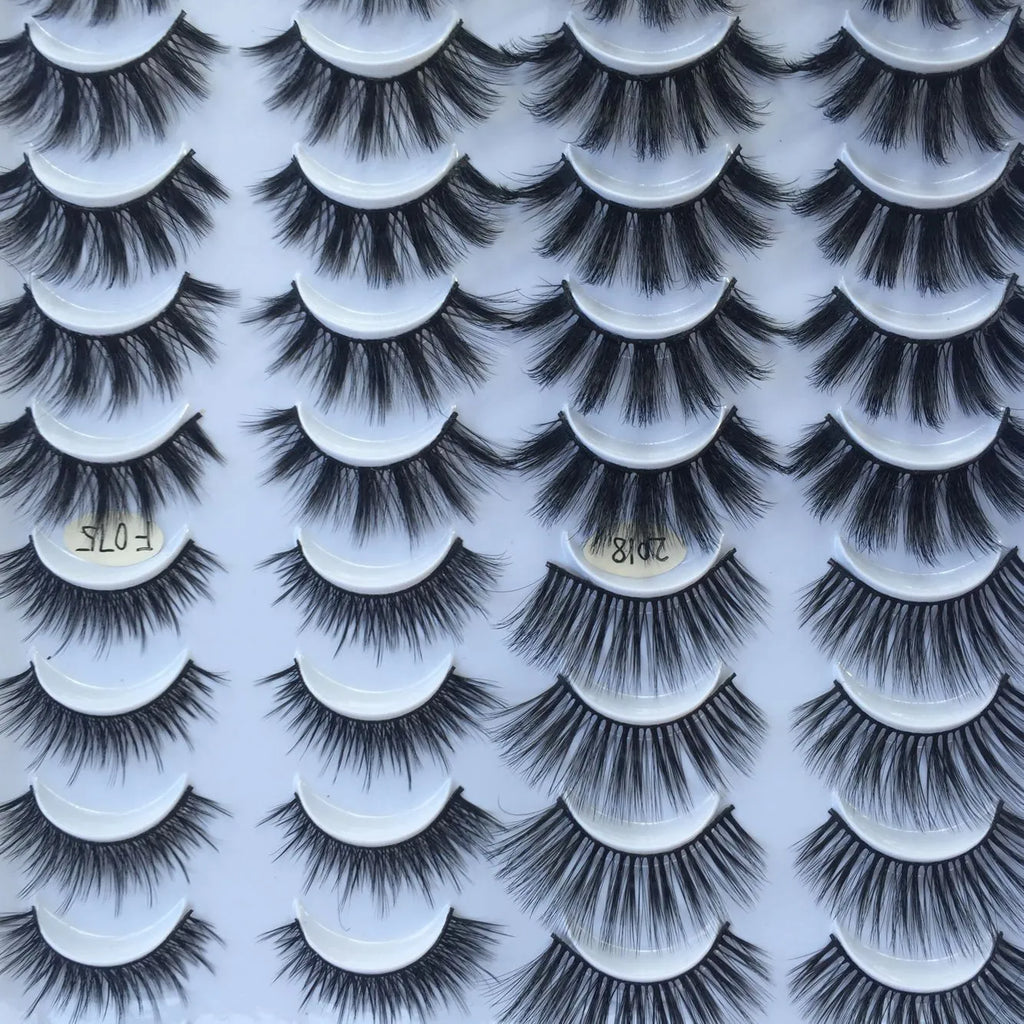 20 pairs of three-dimensional multi-layer mixed false eyelashes handmade from chemical fibre