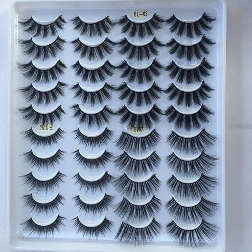 20 pairs of three-dimensional multi-layer mixed false eyelashes handmade from chemical fibre