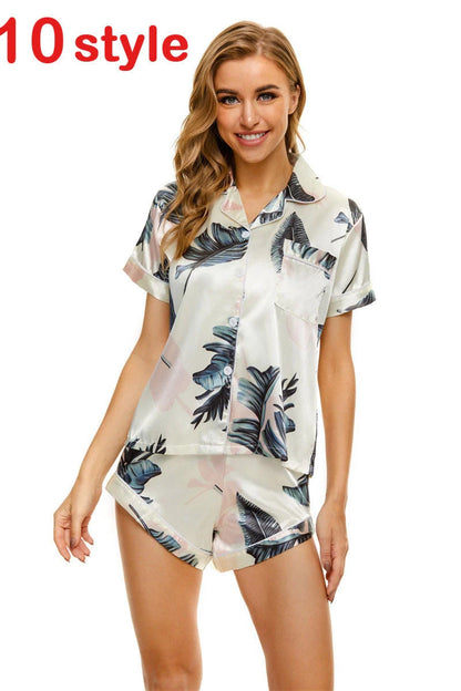 Summer Satin Women's Pajamas set with V-neck and adjustable straps