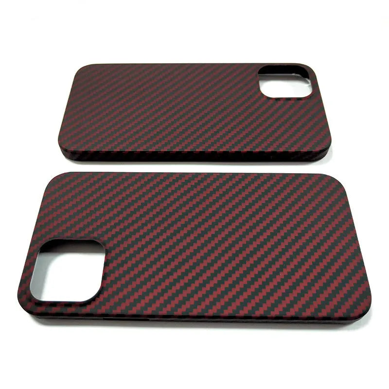 Black Kevlar aramid fibre phone case for iPhone 12 series with stripe pattern business style