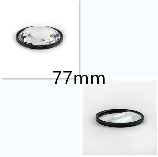 77mm half moon mirror rotatable split focus camera filter with microfiber cloth and protective bag