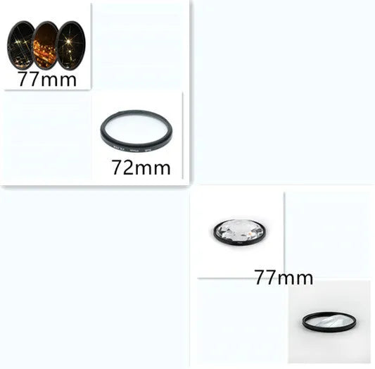 77mm half moon mirror rotatable split focus camera filter with microfiber cloth and protective bag