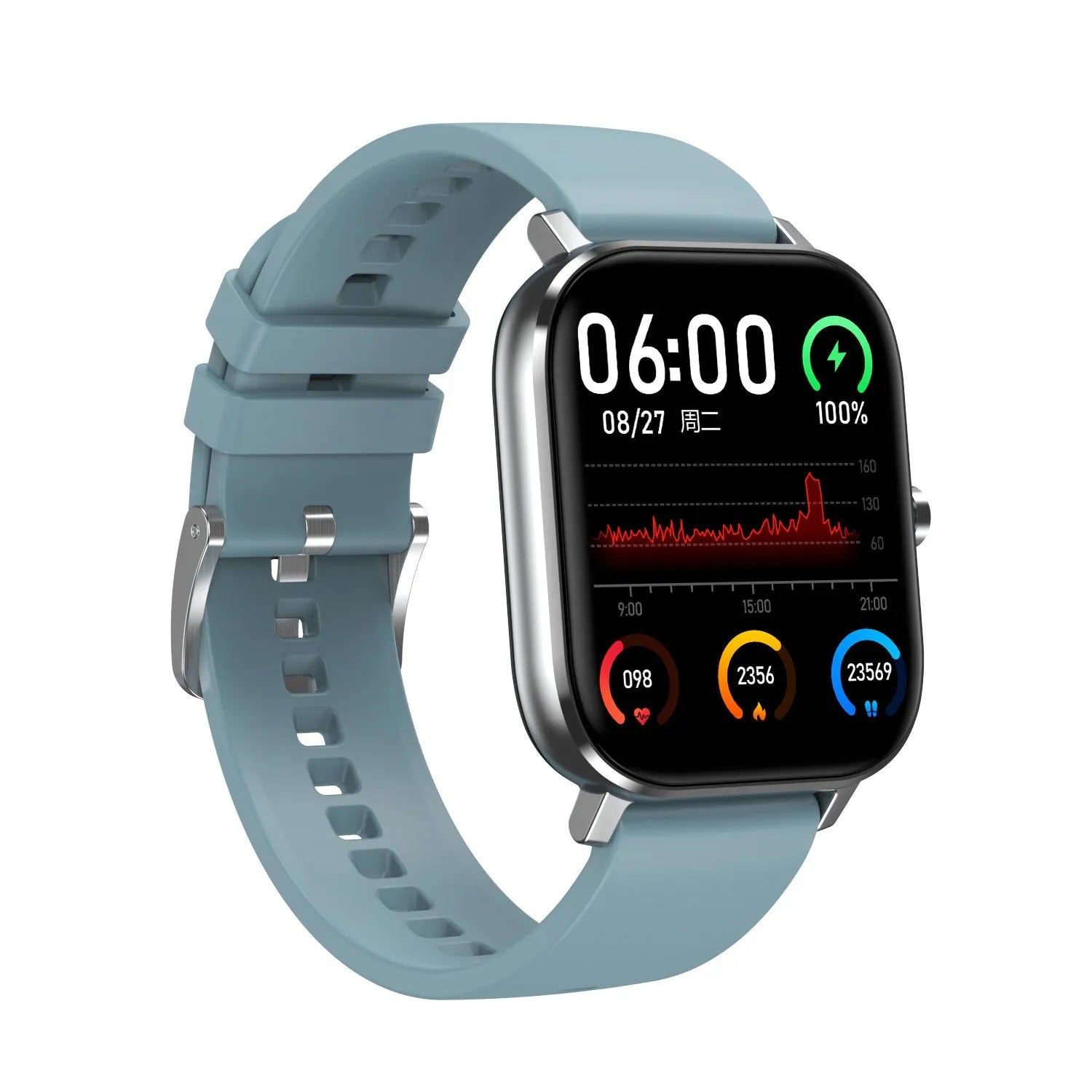 Smart health monitoring bracelet with touchscreen displaying heart rate and ECG graph on a wrist