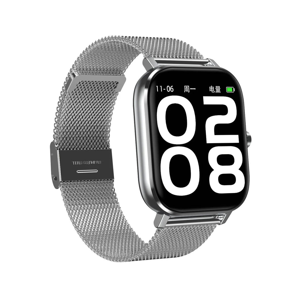 Smart health monitoring bracelet with touchscreen displaying heart rate and ECG graph on a wrist