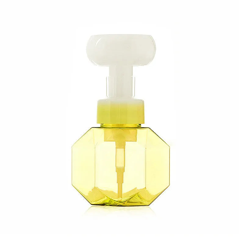 Flower foam bubble bottle with plastic container and colourful fabric flower topper for kids bubble blowing