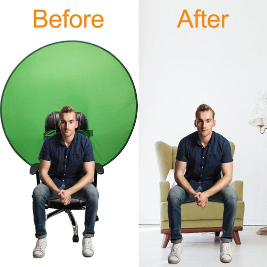 Circular foldable green screen reflector for professional photography