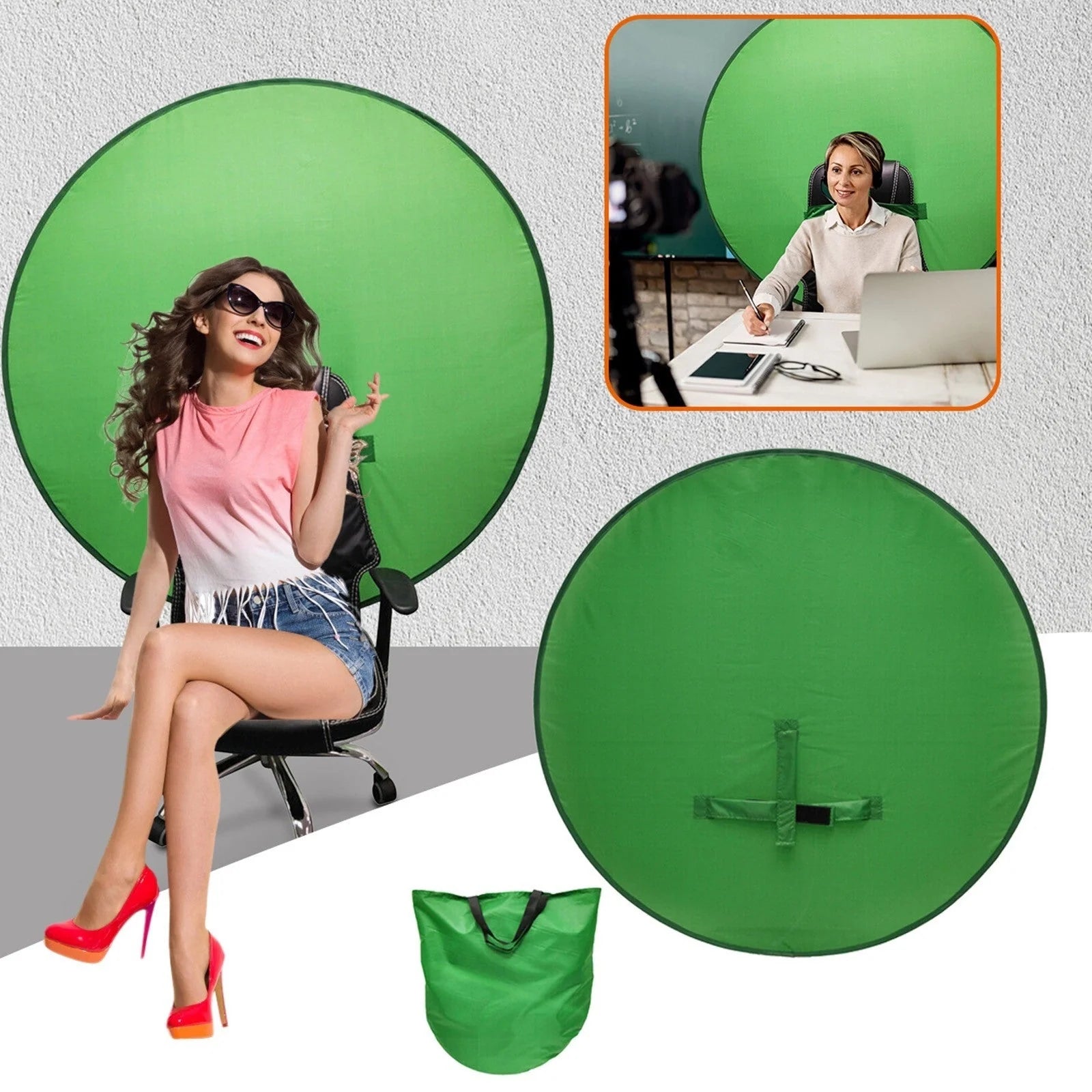 Circular foldable green screen reflector for professional photography