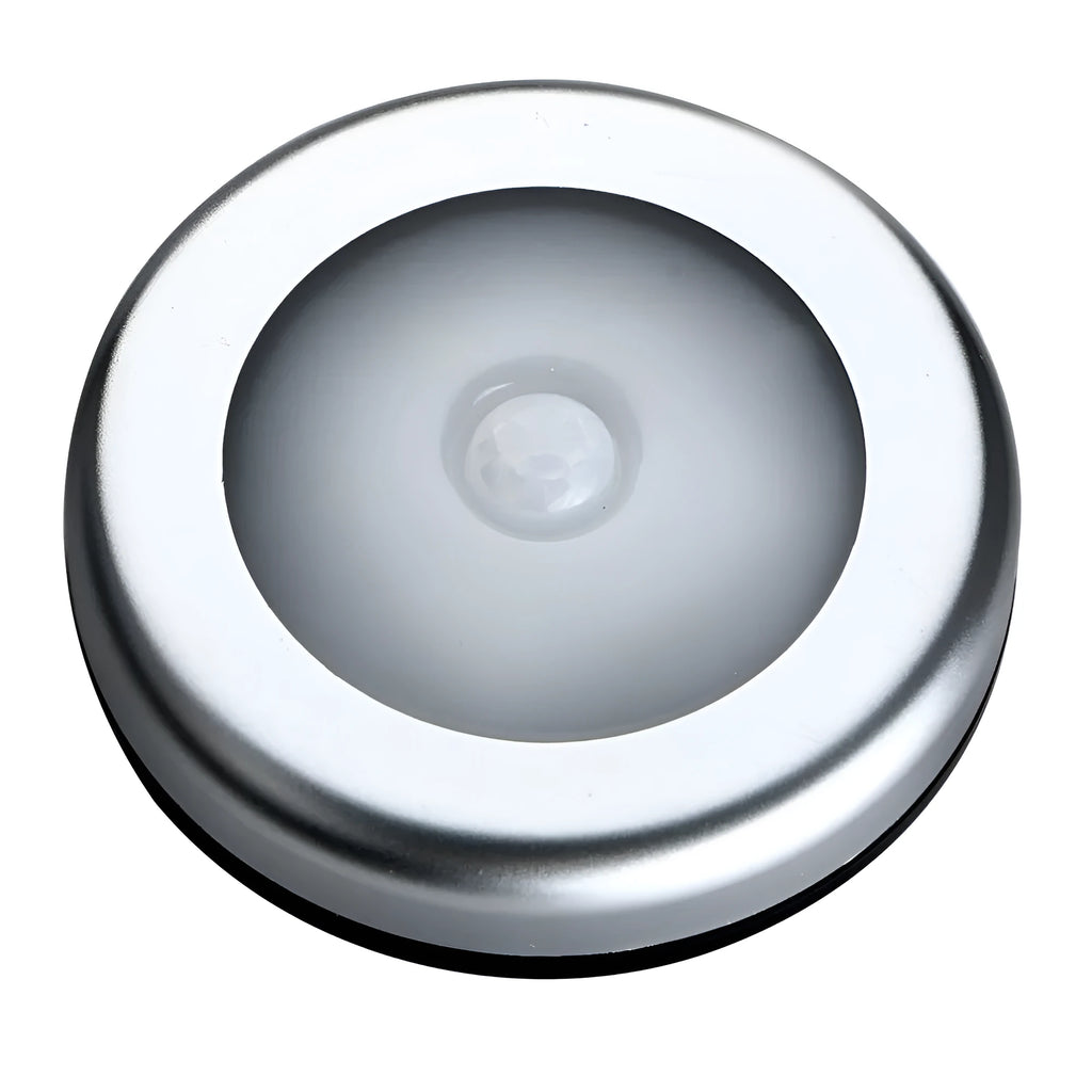 Silver or black wireless motion sensor night light with a square PC plastic lampshade.
