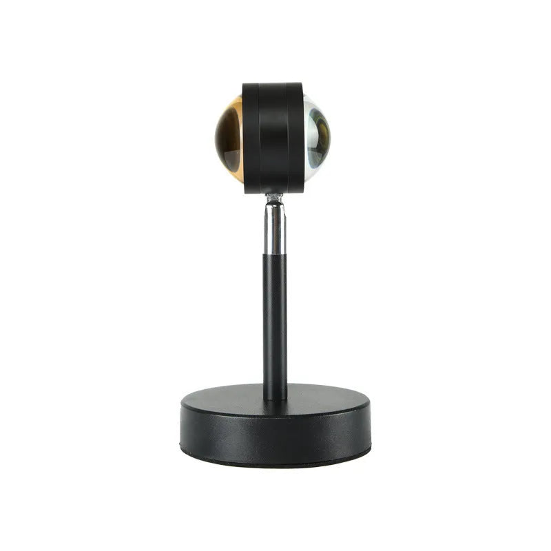 Black USB dual-head sunset rainbow projection lamp for bedroom with touch control