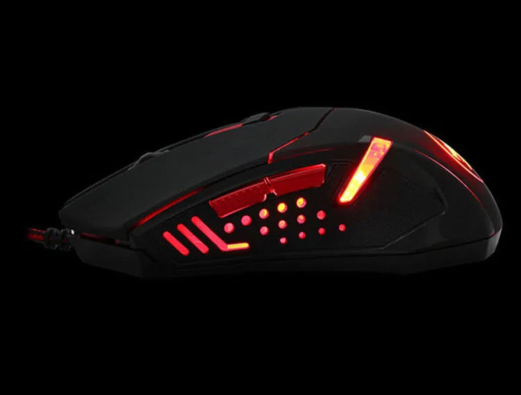 Red Dragon Spinal Shark wired USB gaming mouse in black and red with six buttons and optical sensor