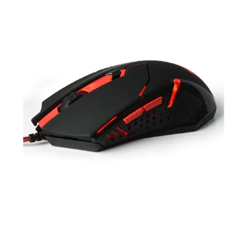 Red Dragon Spinal Shark wired USB gaming mouse in black and red with six buttons and optical sensor