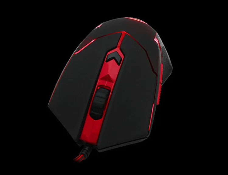 Red Dragon Spinal Shark wired USB gaming mouse in black and red with six buttons and optical sensor