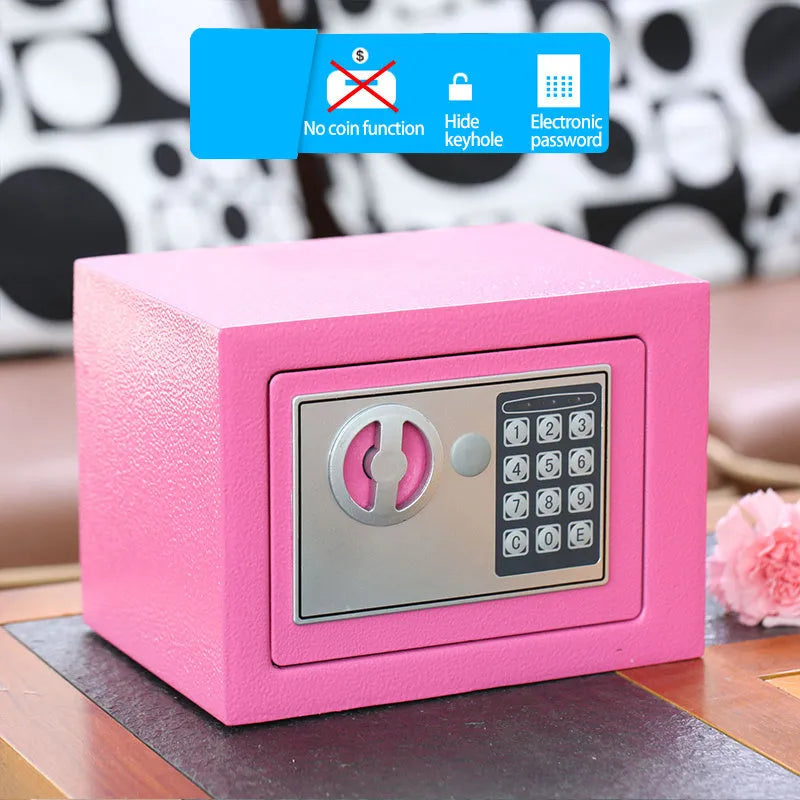 Mini office safe with password lock, steel construction, 230x170x170mm, black finish, surface spray treatment