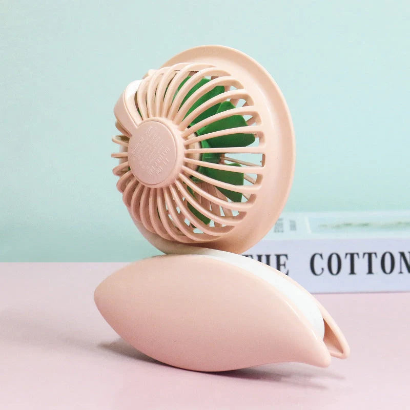 Outdoor Portable Hanging Neck Silent Fan in various colours, showcasing compact and bladeless design