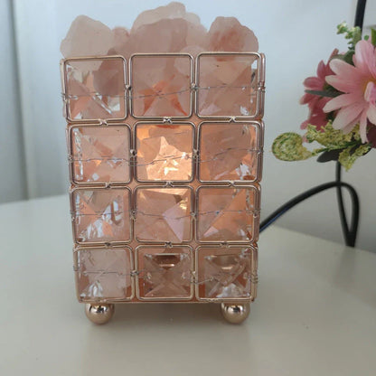 Elegant crystal salt lamp with warm, calming glow and air-purifying capabilities