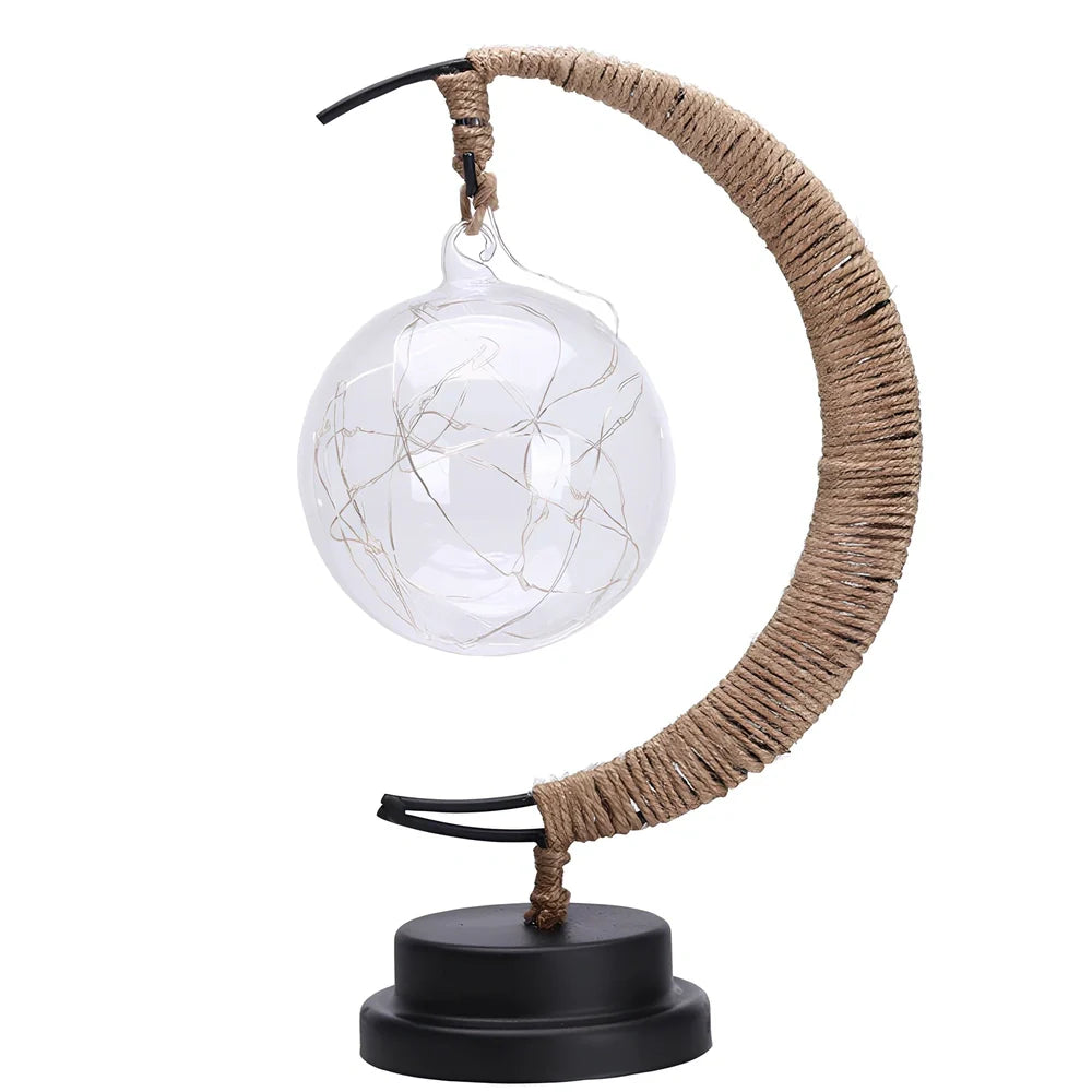 USB LED star lights with transparent glass apple and star pendants on 2m copper wire, 28x14x13cm size for festive decor