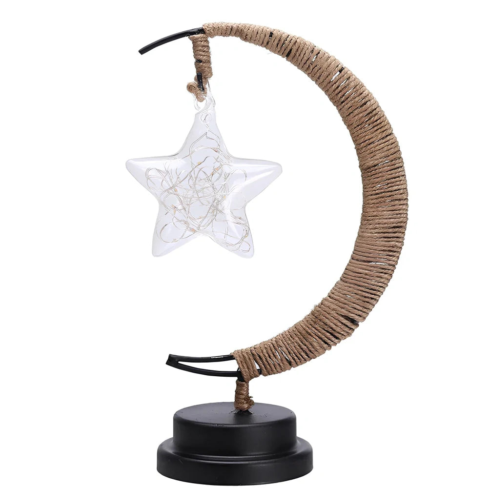 USB LED star lights with transparent glass apple and star pendants on 2m copper wire, 28x14x13cm size for festive decor