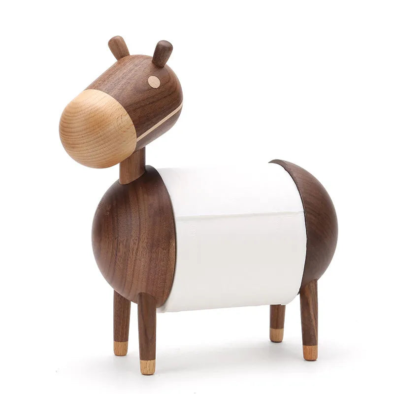 Solid wood tissue holder with perforated lid in Nordic style for home living room table
