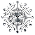 Silver round wall clock with aluminium dial and metal frame, 33cm diameter
