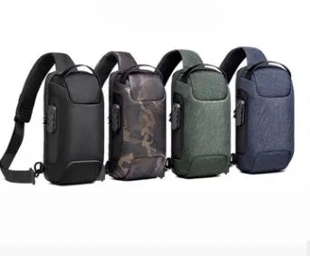 Men's canvas chest shoulder bag in medium size with internal phone and document pockets