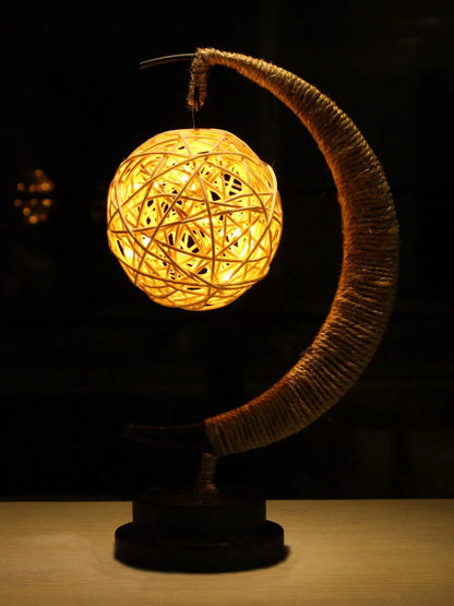 Moon Light LED Copper Wire Lamp with star and apple glass pendants