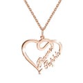 Double heart necklace with smooth textured pendant in gold finish on O-shaped chain