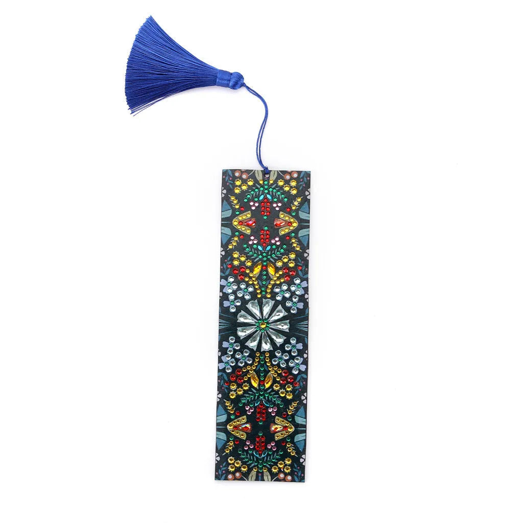 Handmade mandala flower diamond painting leather bookmark with special-shaped diamond embroidery