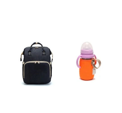 USB charging mommy bed backpack with foldable design and large capacity