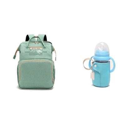 USB charging mommy bed backpack with foldable design and large capacity