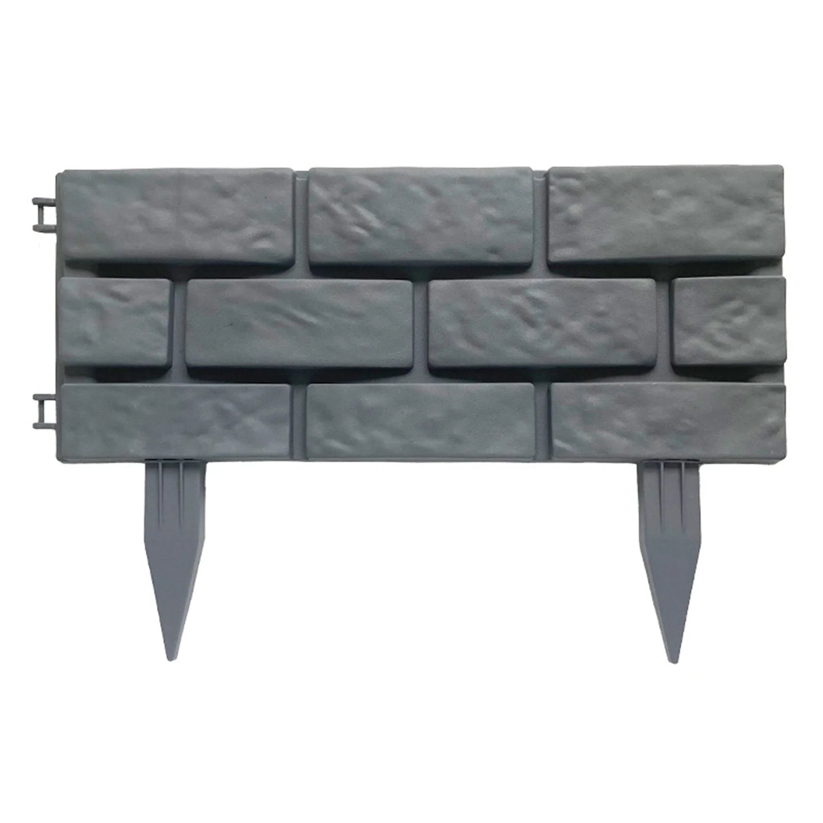 Rectangular plastic garden fence with imitation stone effect in grey