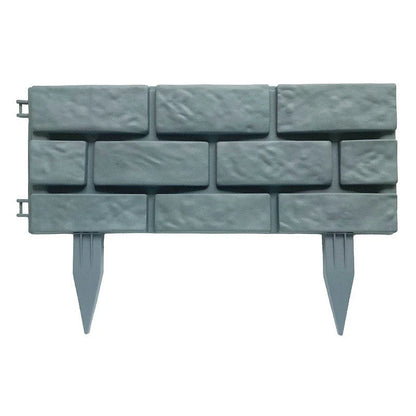 Rectangular plastic garden fence with imitation stone effect in grey