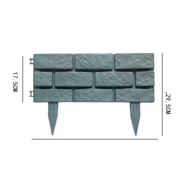 Rectangular plastic garden fence with imitation stone effect in grey