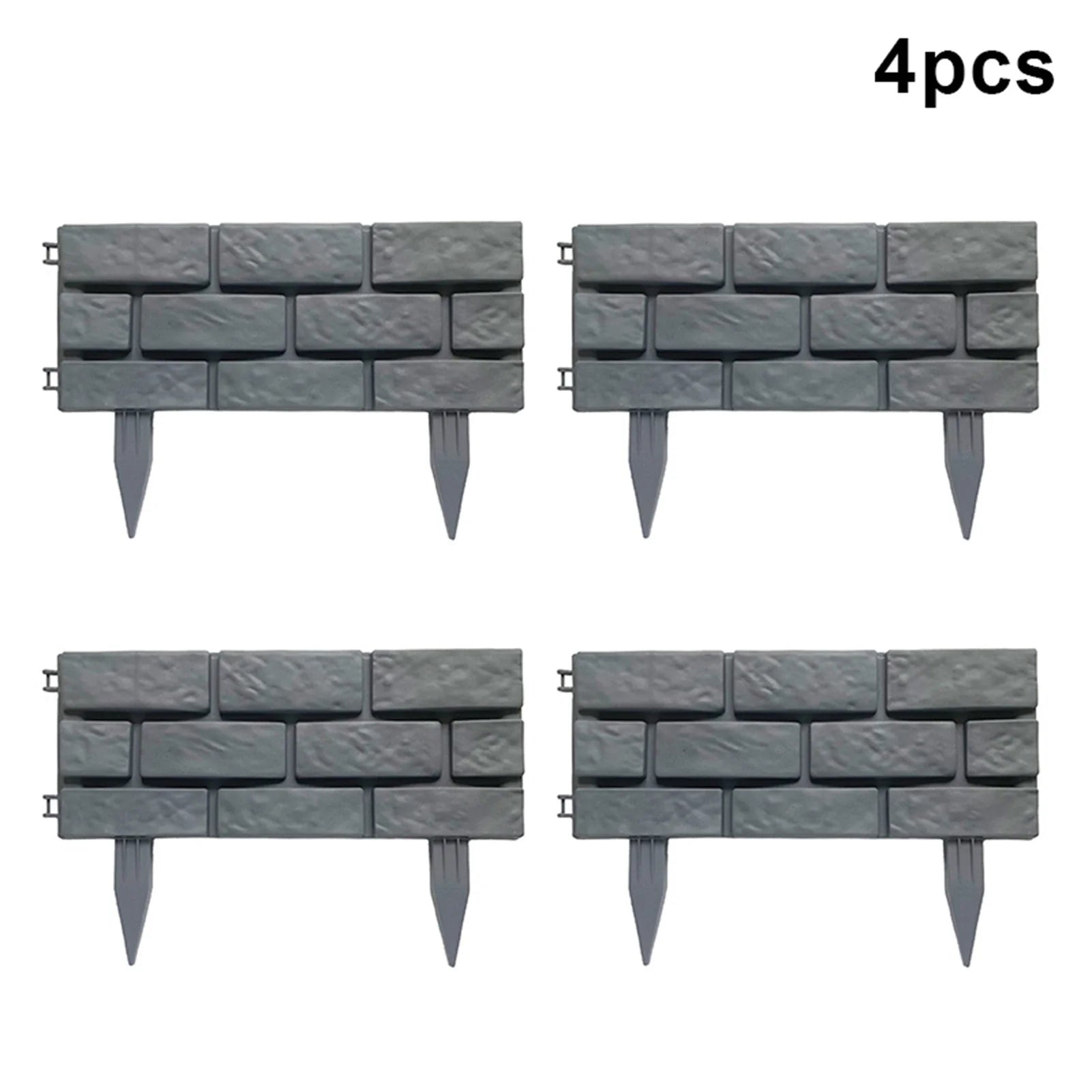 Rectangular plastic garden fence with imitation stone effect in grey