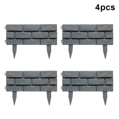 Rectangular plastic garden fence with imitation stone effect in grey