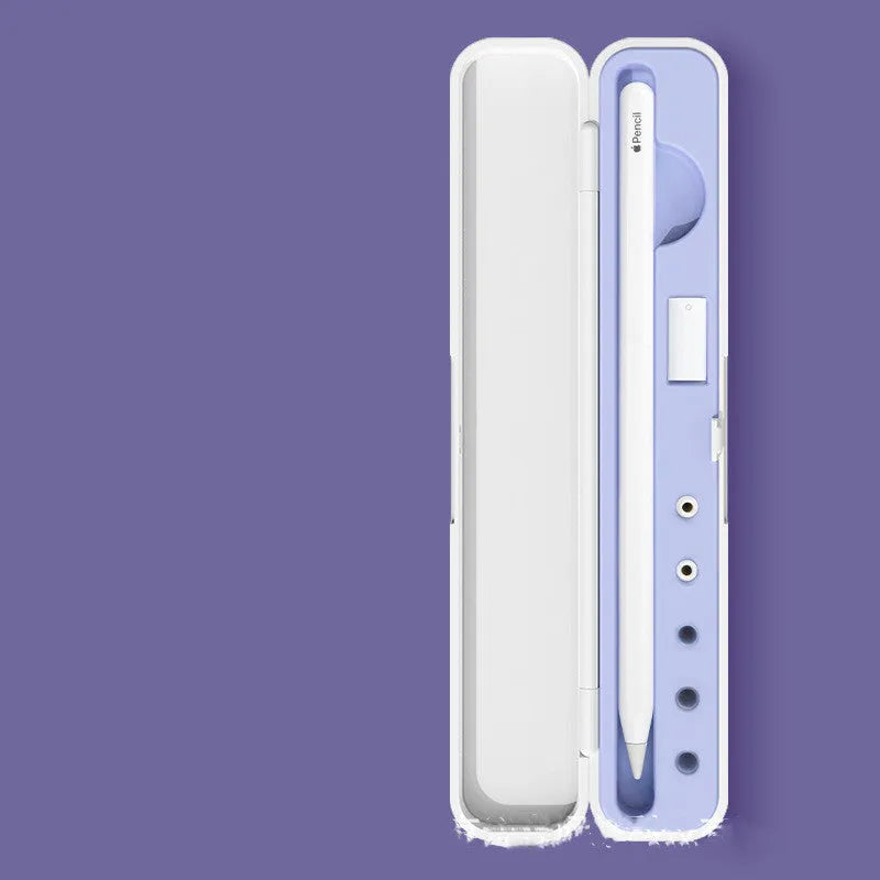 Hard protective case for Apple Pencil in black, blue, green and purple colours.