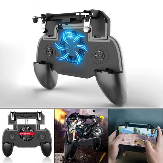 Universal smartphone game controller with mute cooling fan for enhanced gaming comfort