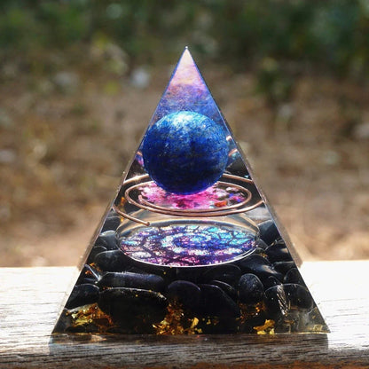 Handcrafted Orgonite Pyramid with Healing Crystals for Positive Energy, EMF Protection, and Spiritual Wellness