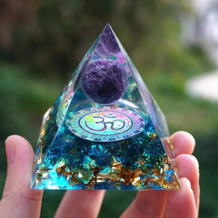 Handcrafted Orgonite Pyramid with Healing Crystals for Positive Energy, EMF Protection, and Spiritual Wellness