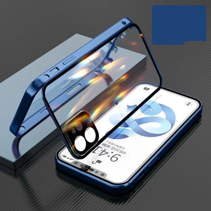 Metal frame and tempered glass iPhone case for robust protection and sleek design
