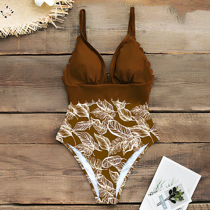 Women's plus size one-piece swimsuit in vinylon fabric with chest pad, full coverage 70-80cm length, available in 8 colours