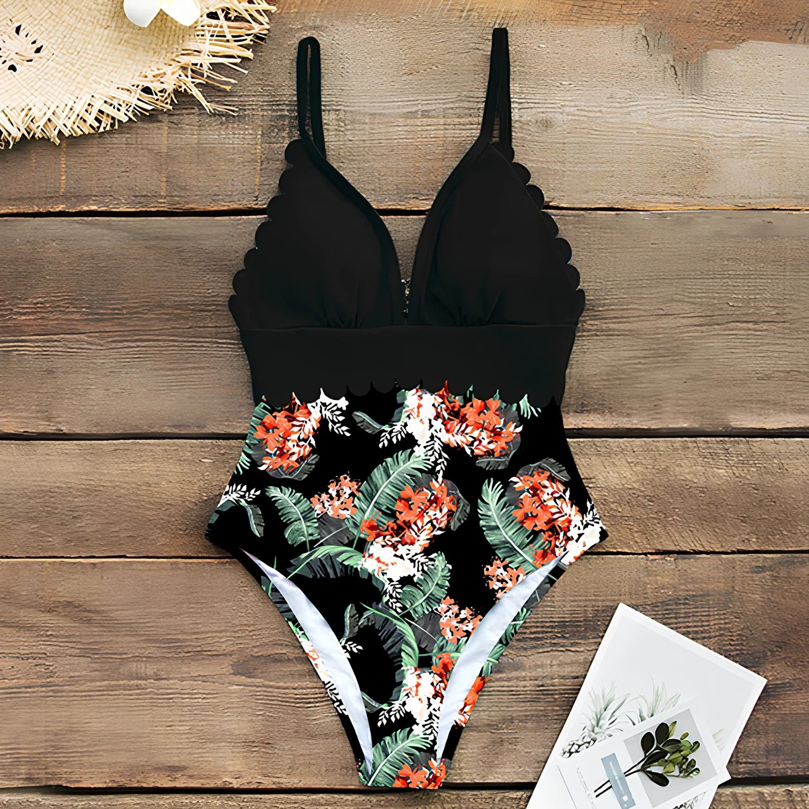 Women's plus size one-piece swimsuit in vinylon fabric with chest pad, full coverage 70-80cm length, available in 8 colours