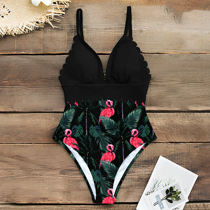 Women's plus size one-piece swimsuit in vinylon fabric with chest pad, full coverage 70-80cm length, available in 8 colours